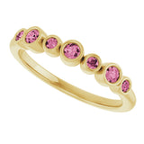 14K Gold Round Natural Pink Tourmaline Bezel-Set Ring - Yellow Gold - view 5