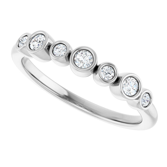 14K Gold Round Natural Diamond Bezel-Set Ring – 2.25mm Stones - White Gold - view 5