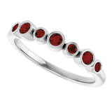 14K Gold Round Natural Mozambique Garnet Bezel-Set Ring - White Gold - view 5
