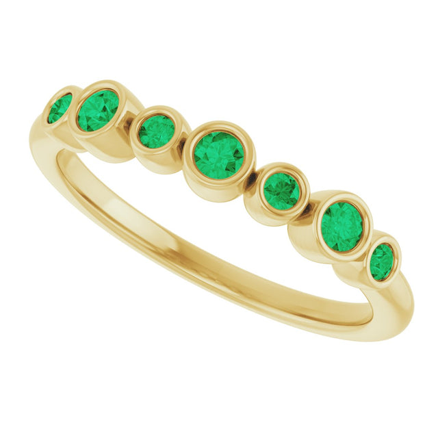 14K Gold Round Natural Emerald Bezel-Set Ring - Yellow Gold - view 5