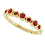 14K Gold Round Natural Ruby Bezel-Set Ring - Yellow Gold - view 5
