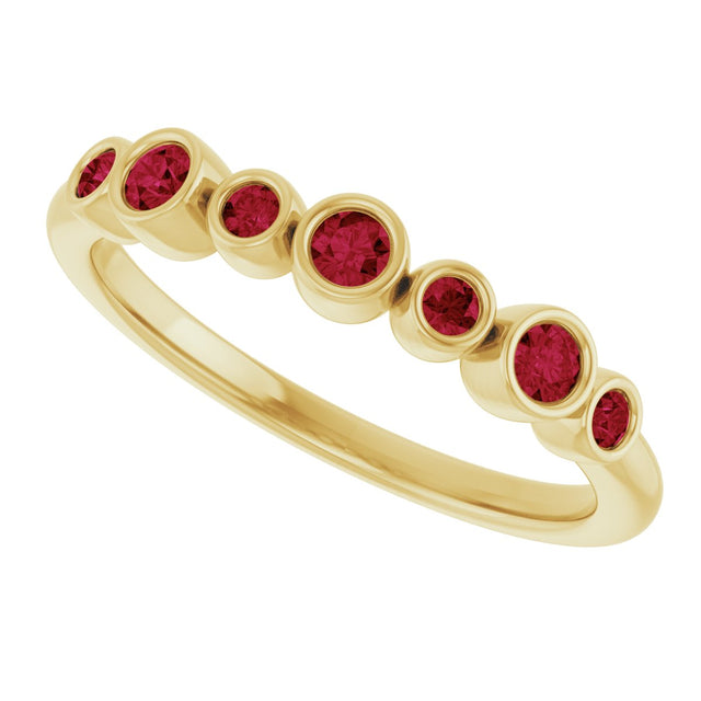 14K Gold Round Lab-Grown Ruby Bezel-Set Ring - Yellow Gold - view 5