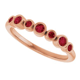 14K Gold Round Lab-Grown Ruby Bezel-Set Ring - Rose Gold - view 5