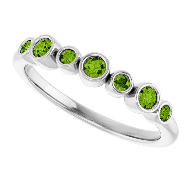 14K Gold Round Natural Peridot Bezel-Set Ring - White Gold - view 5