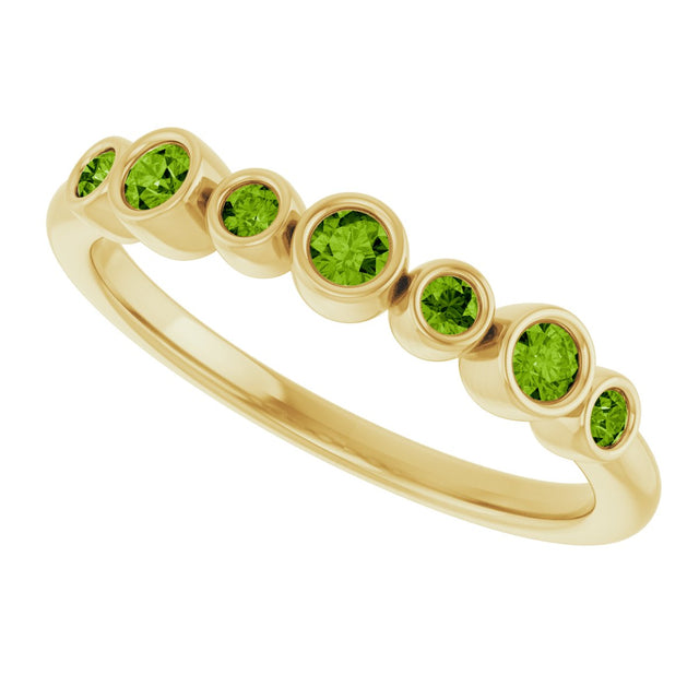 14K Gold Round Natural Peridot Bezel-Set Ring - Yellow Gold - view 5