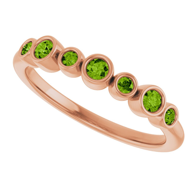 14K Gold Round Natural Peridot Bezel-Set Ring - Rose Gold - view 5