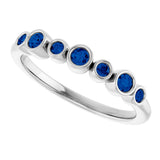 Platinum Round Natural Blue Sapphire Bezel-Set Ring - view 5