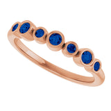 14K Gold Round Natural Blue Sapphire Bezel-Set Ring - Rose Gold - view 5