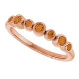 14K Gold Round Natural Citrine Bezel-Set Ring - Rose Gold - view 5