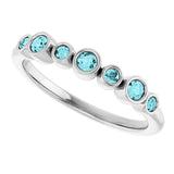 14K Gold Round Natural Blue Zircon Bezel-Set Ring - White Gold - view 5