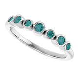 14K Gold Round Natural Alexandrite Bezel-Set Ring - White Gold - view 5