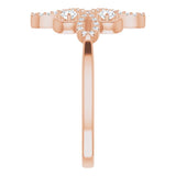 14K Gold Round Natural Diamond Clover Ring – 2.5mm Stones - Rose Gold - view 4