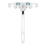 Platinum Round Natural Alexandrite Clover Ring – 2.5mm Stones - view 4