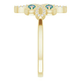 14K Gold Round Natural Alexandrite Clover Ring – 2.5mm Stones - Yellow Gold - view 4