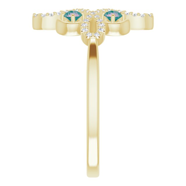 14K Gold Round Natural Alexandrite Clover Ring – 2.5mm Stones - Yellow Gold - view 4