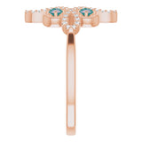 14K Gold Round Natural Alexandrite Clover Ring – 2.5mm Stones - Rose Gold - view 4
