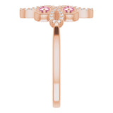 14K Gold Round Natural Pink Tourmaline Clover Ring – 2.5mm Stones - Rose Gold - view 4