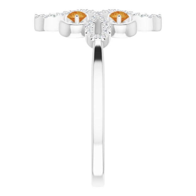 14K Gold Round Natural Citrine Clover Ring – 2.5mm Stones - White Gold - view 4