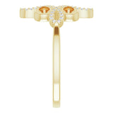 14K Gold Round Natural Citrine Clover Ring – 2.5mm Stones - Yellow Gold - view 4