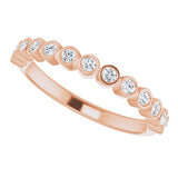14K Gold Round Natural Diamond Bezel-Set Stackable Ring - Rose Gold - view 6