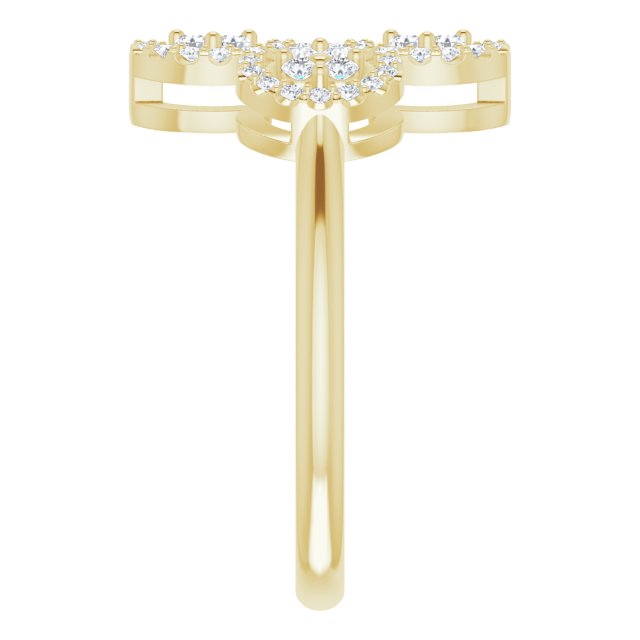 14K Gold Round Natural Diamond Clover Ring – 1.5mm Stones - Yellow Gold - view 4