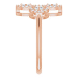 14K Gold Round Natural Diamond Clover Ring – 1.5mm Stones - Rose Gold - view 5
