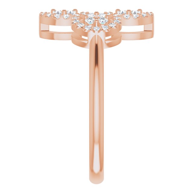 14K Gold Round Natural Diamond Clover Ring – 1.5mm Stones - Rose Gold - view 5