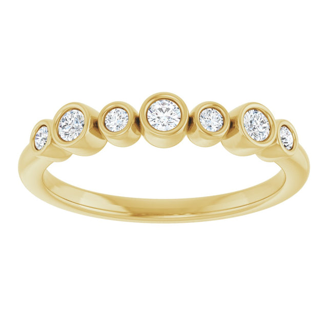 14K Gold Round Natural Diamond Bezel-Set Ring – 2.25mm Stones - Yellow Gold - view 3