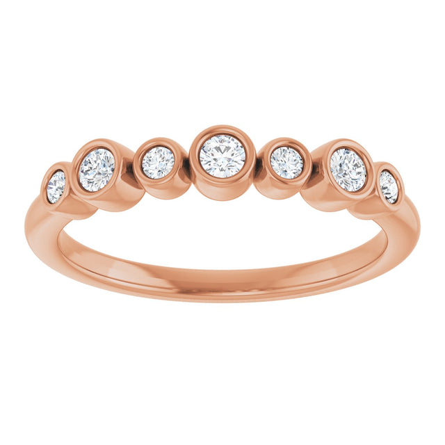 14K Gold Round Natural Diamond Bezel-Set Ring – 2.25mm Stones - Rose Gold - view 3