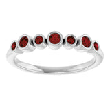 Platinum Round Natural Mozambique Garnet Bezel-Set Ring - view 3
