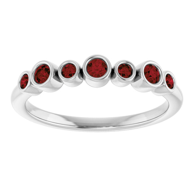 14K Gold Round Natural Mozambique Garnet Bezel-Set Ring - White Gold - view 3