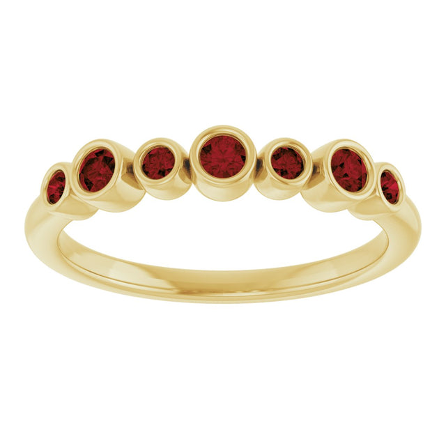 14K Gold Round Natural Mozambique Garnet Bezel-Set Ring - Yellow Gold - view 3