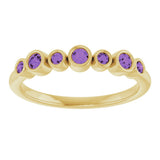 14K Gold Round Natural Amethyst Bezel-Set Ring - Yellow Gold - view 3