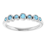 14K Gold Round Natural Aquamarine Bezel-Set Ring - White Gold - view 3