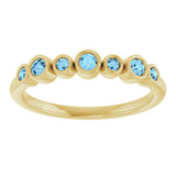 14K Gold Round Natural Aquamarine Bezel-Set Ring - Yellow Gold - view 3