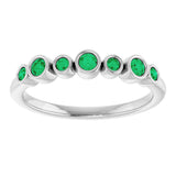 Platinum Round Natural Emerald Bezel-Set Ring - view 3