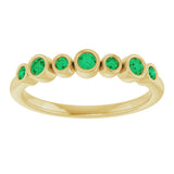 14K Gold Round Natural Emerald Bezel-Set Ring - Yellow Gold - view 3