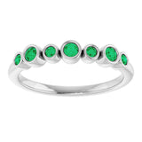 Platinum Round Lab-Grown Emerald Bezel-Set Ring - view 6