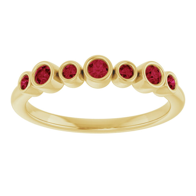 14K Gold Round Lab-Grown Ruby Bezel-Set Ring - Yellow Gold - view 3
