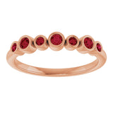 14K Gold Round Natural Ruby Bezel-Set Ring - Rose Gold - view 3