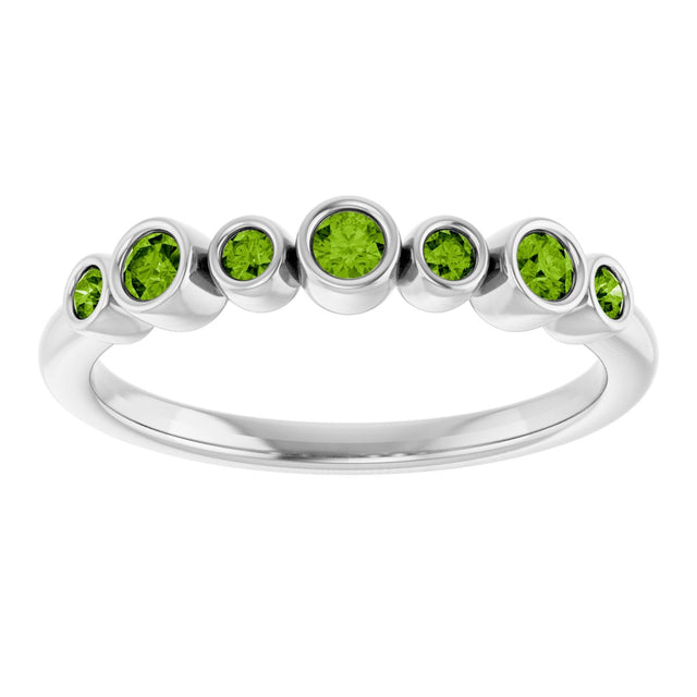 14K Gold Round Natural Peridot Bezel-Set Ring - White Gold - view 3