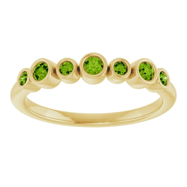 14K Gold Round Natural Peridot Bezel-Set Ring - Yellow Gold - view 3