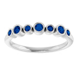 Platinum Round Natural Blue Sapphire Bezel-Set Ring - view 3