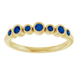 14K Gold Round Natural Blue Sapphire Bezel-Set Ring - Yellow Gold - view 3