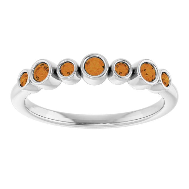 Platinum Round Natural Citrine Bezel-Set Ring - view 3
