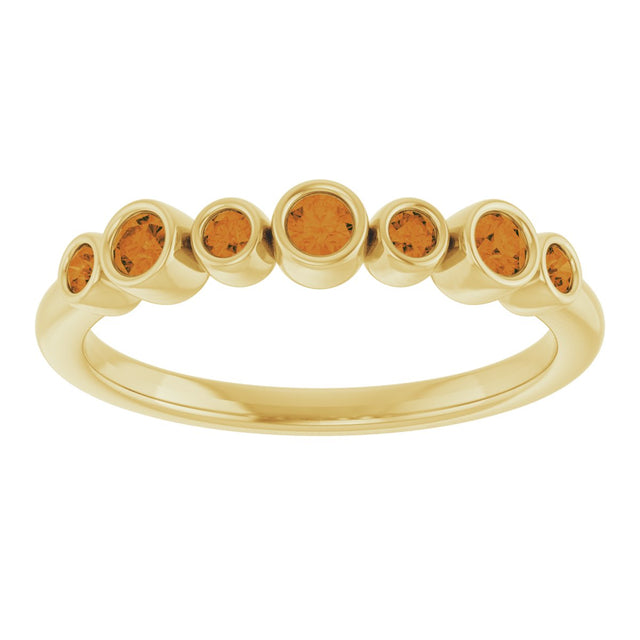 14K Gold Round Natural Citrine Bezel-Set Ring - Yellow Gold - view 3
