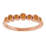 14K Gold Round Natural Citrine Bezel-Set Ring - Rose Gold - view 3