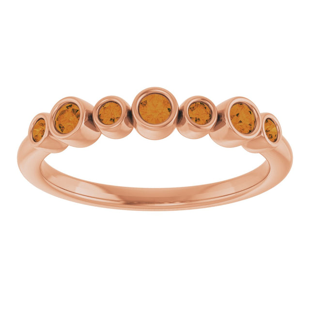 14K Gold Round Natural Citrine Bezel-Set Ring - Rose Gold - view 3