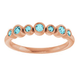 14K Gold Round Natural Blue Zircon Bezel-Set Ring - Rose Gold - view 3