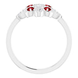 14K Gold Round Natural Mozambique Garnet Clover Ring – 2.5mm Stones - White Gold - view 2